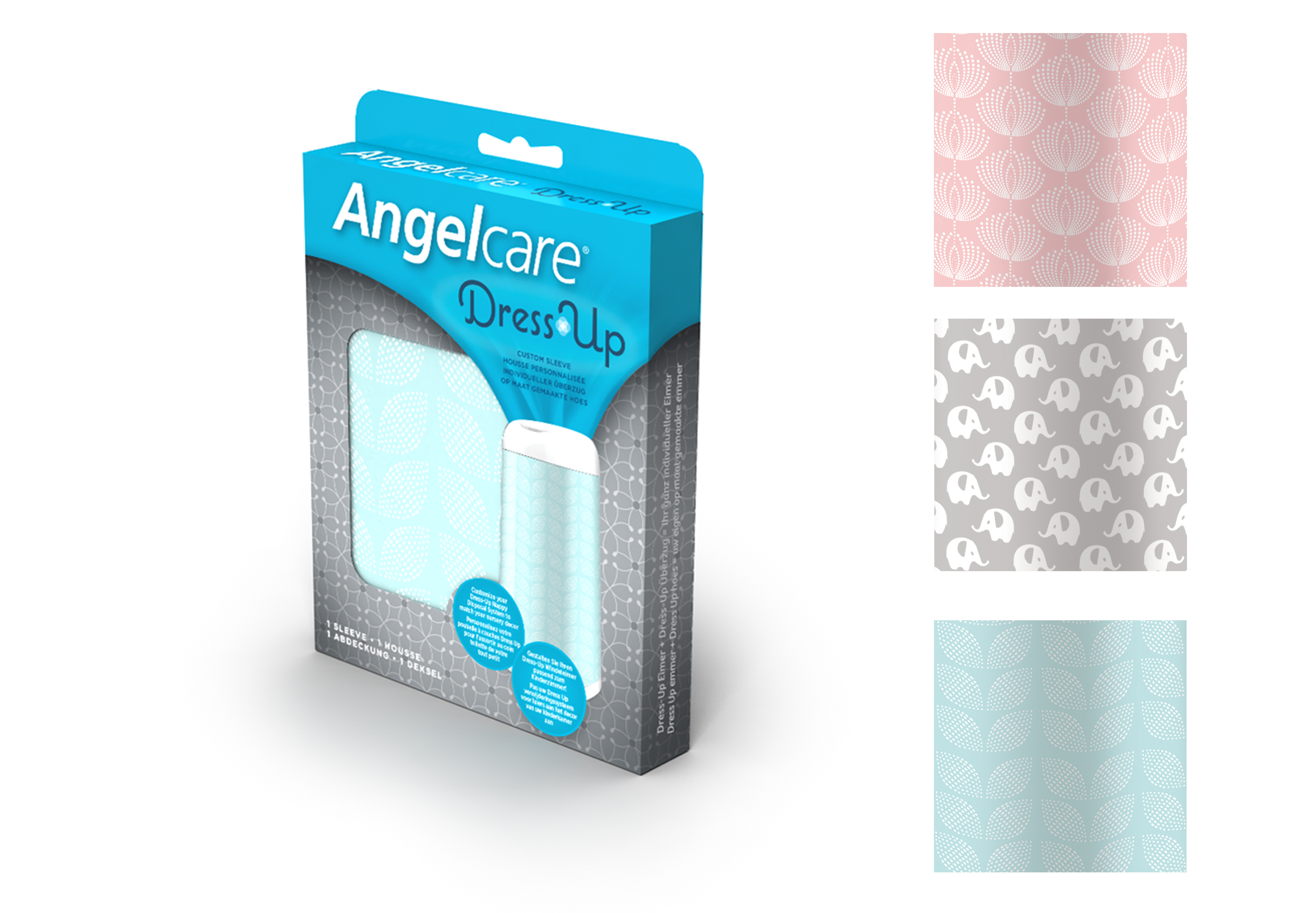 Angelcare® Dress-Up XL Starter Kit: Nappy Deleimer + 2 Refill Pillow +  Dress XL Cover Elephant Family